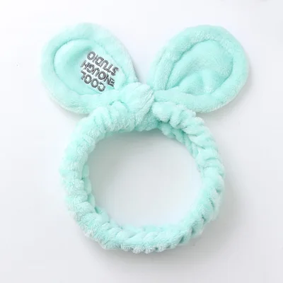 New Fashion Women Cute Big Ears Comfortable Wash Face Bathe Hair Holder Elastic Headband Girls Hairbands Hair Accessories - Цвет: Светло-зеленый