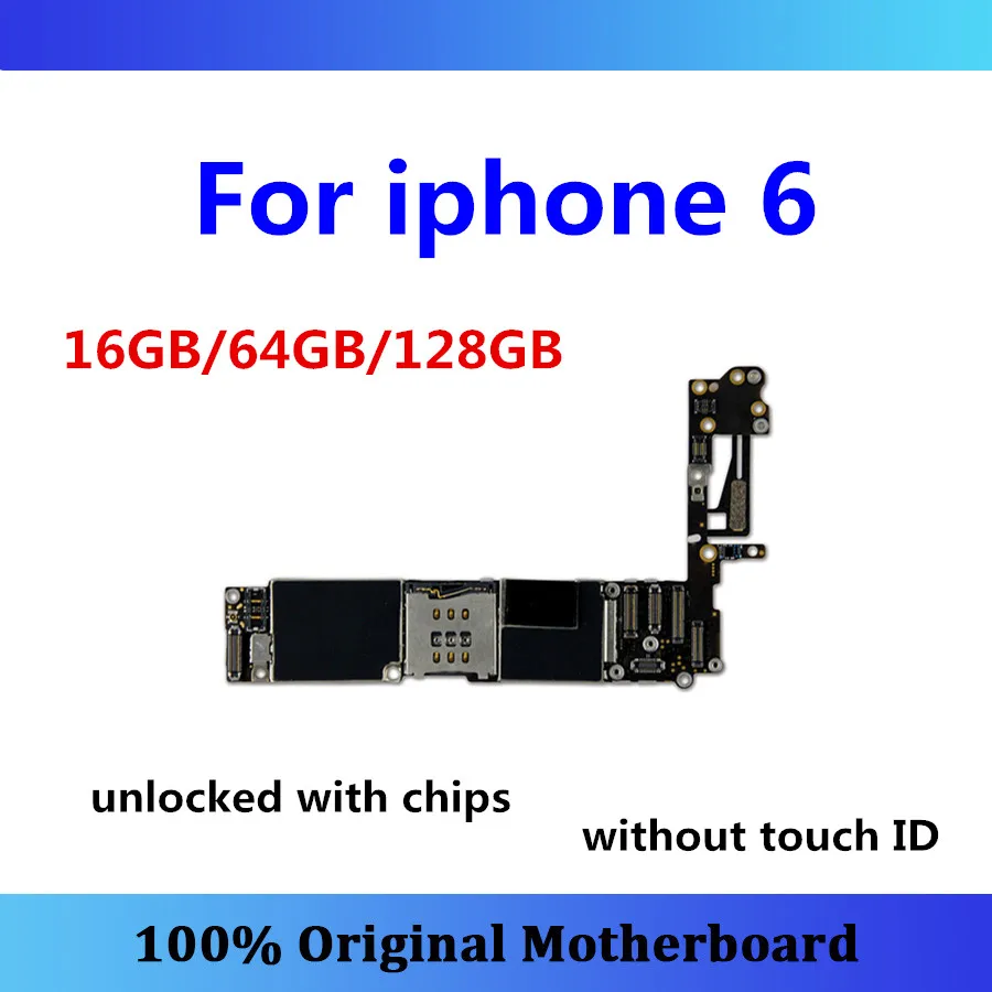 

Original unlocked for iphone 6 motherboard with full chips mainboard without touch ID logic board no icloud 16GB/32GB/64GB/128GB