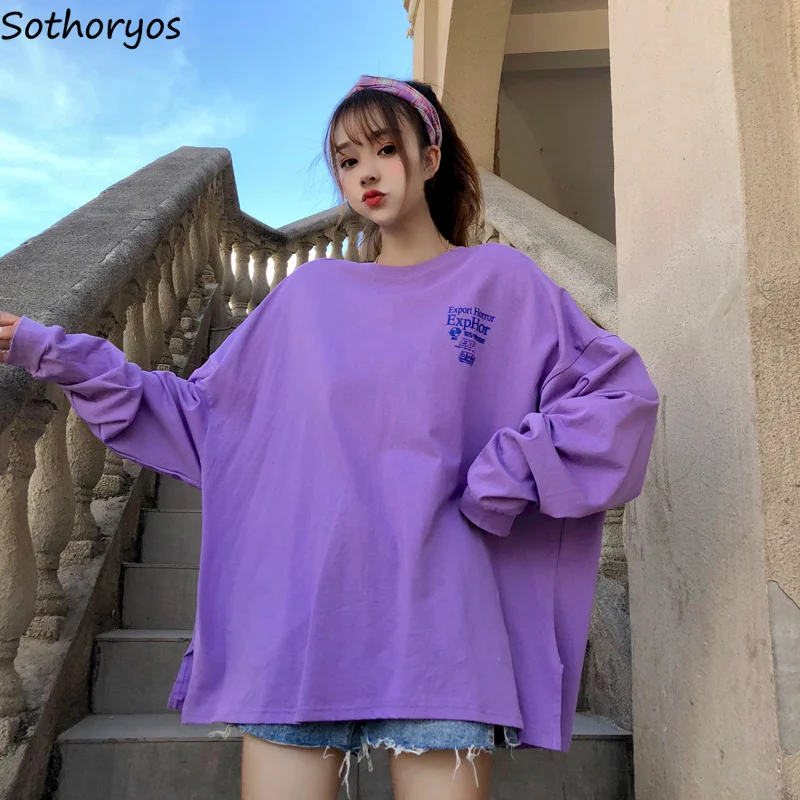 

Hoodies Women Long Oversize Elegant Letter Printed All-match Harajuku Student Sweatshirt Soft Chic Korean Style Womens Pullovers