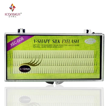 

6 boxes/lot 2 flares Silk Eyelash 3 lines V shape Natural false Curl C 2D Eye lash Cilia make up tools