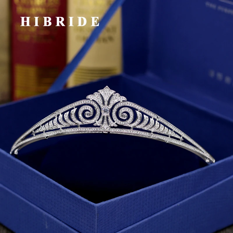 Pаспродажа Hibride Новое поступление оголовье благородный кубического циркония диадемы свадебные Женские аксессуары для волос для Свадебные подарки c 59