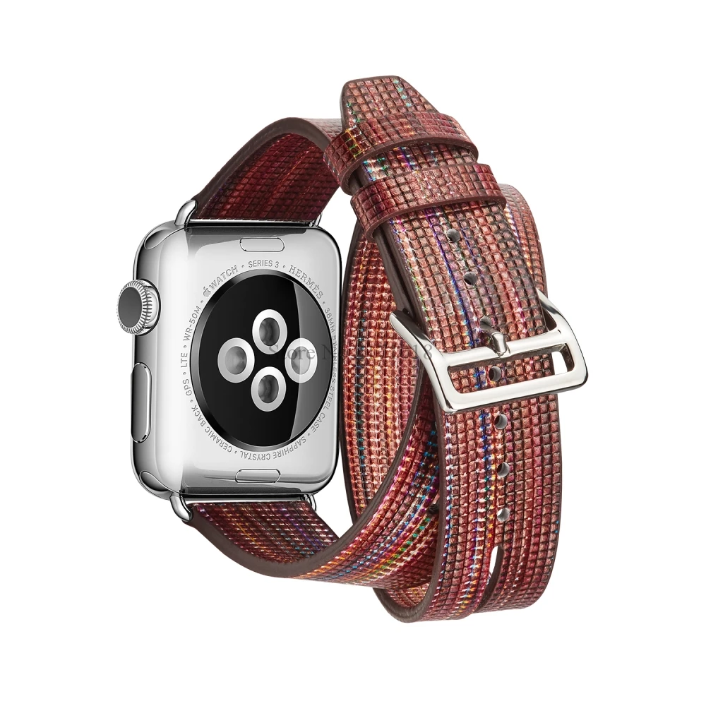 Для Apple Watch Series 1 2 3 38 мм 42 мм многоцветный ремешок из натуральной кожи двойной тур сменный Браслет ремешок для часов - Цвет ремешка: 2