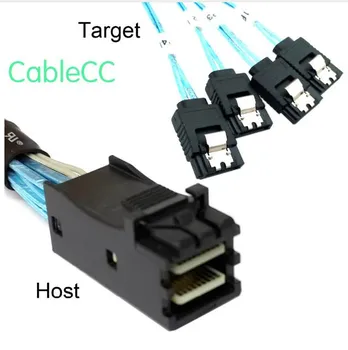 

Internal Mini SAS SFF-8643 Host to 4 SATA 7pin Target Hard Disk 6Gbps Data Server Raid Cable 50cm