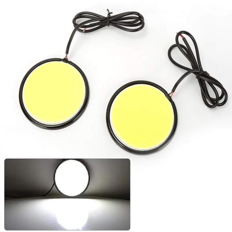 

TPTOB 2pcs White COB Led Daytime Running Light DRL Headlight Fog Lamp DC12V Car Light Source Angel Eyes