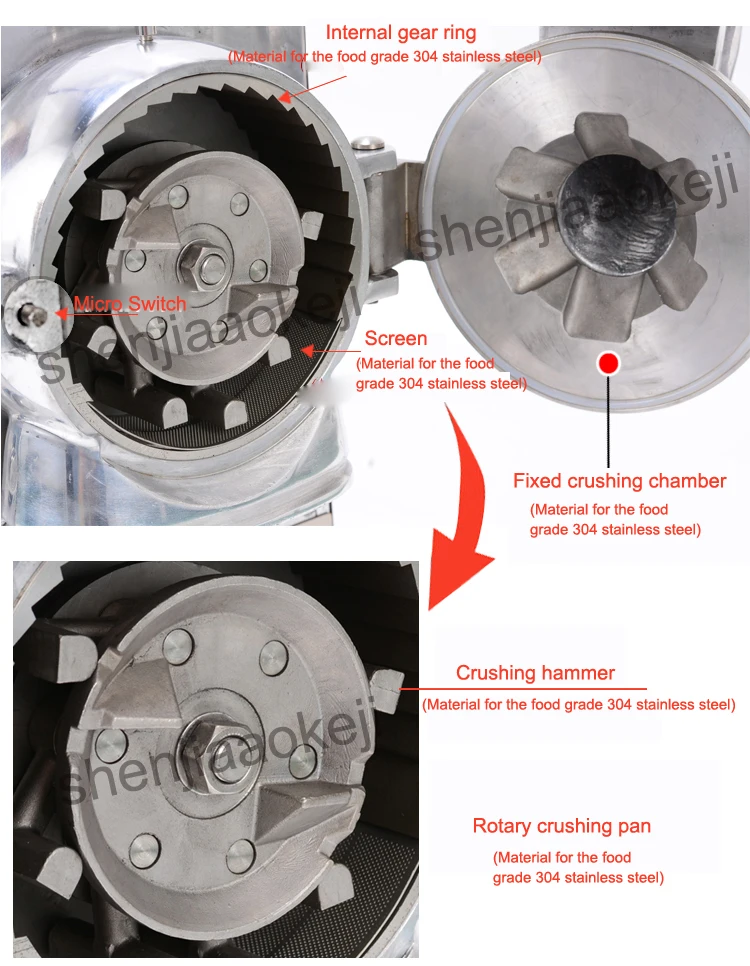 Нержавеющая сталь Коммерческая китайская травяная медицина Мясорубка электрический шлифовальный станок пульверизатор 220 В 2200 Вт 1 шт