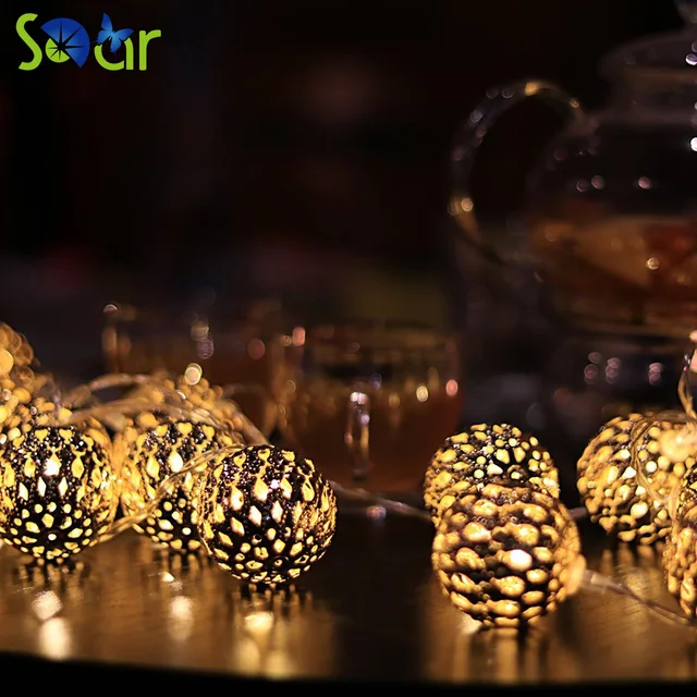 Warm White Moroccan Metal Ball 10 Led Fairy String Lights Battery Warm White Moroccan Metal Ball 10 Led Fairy String Lights Battery Operated For Xmas Festive Wedding
