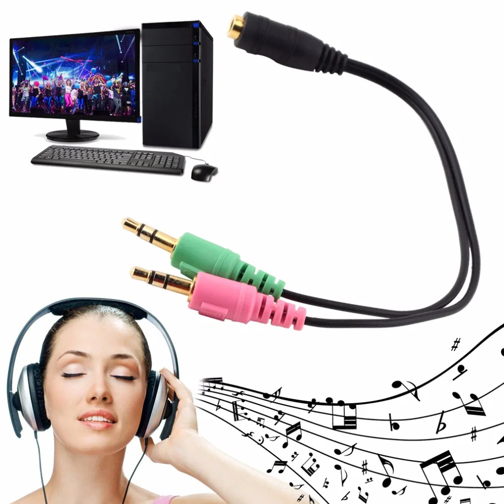 Универсальный 3,5 мм 2 в 1 наушники аудио кабель адаптер Женский двойной мужской удлинитель Y сплиттер для телефона PC MP3 MP4