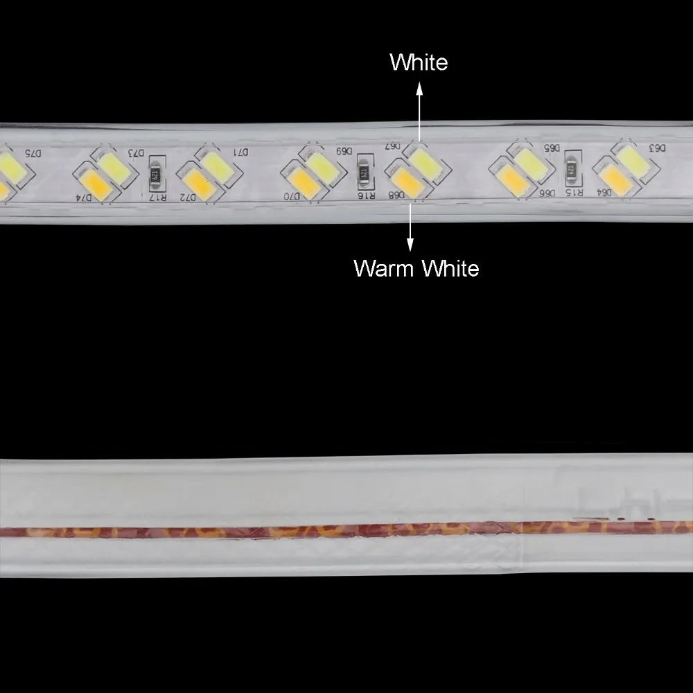Теплый белый+ белый/теплый белый/белый 3 режима в 1 Светодиодная лента SMD5730 5630 IP65 водонепроницаемая светодиодная лента светильник с европейской вилкой IL