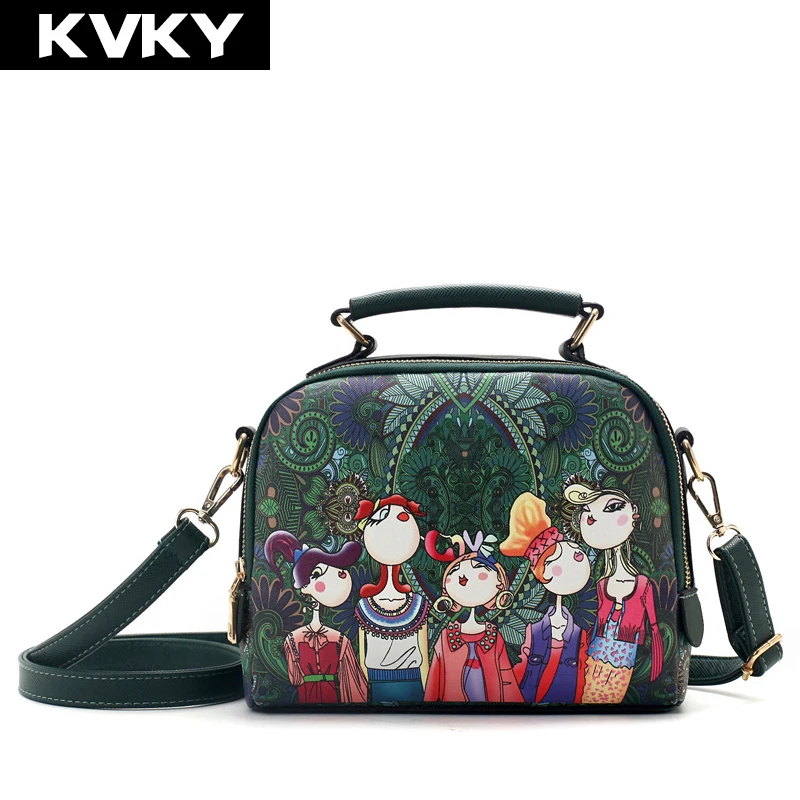 KVKY брендовая модная женская сумка с принтом леса женские кожаные сумки Маленькая
