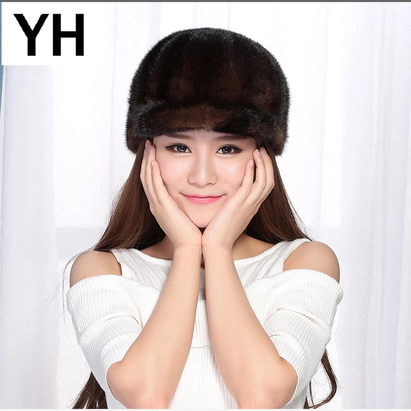 

2019 New Casual Real Mink Fur Hat Women 100% Natural Real Mink Fur Knight Cap Lady Winter Lovely Adjustable Size Mink Fur Hats