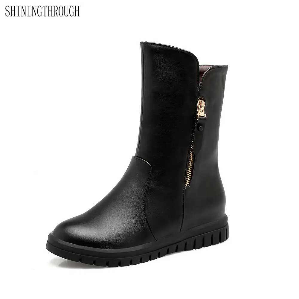 

2018 New fashion women boots zipper ankle boots flat boots woman spring aurumn boots casual shoes woman large size 34-43