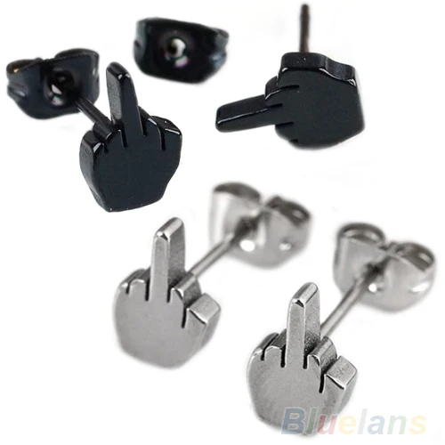 

2pcs Fashion Punk Cool Black Stainless Steel Men's Ear Studs Earring 1OA1