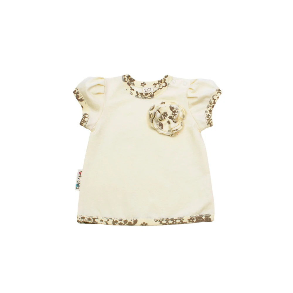Футболка летняя Lucky Child для девочек арт. 11-26 (Цветочки) (24M-3T) [сделано в России