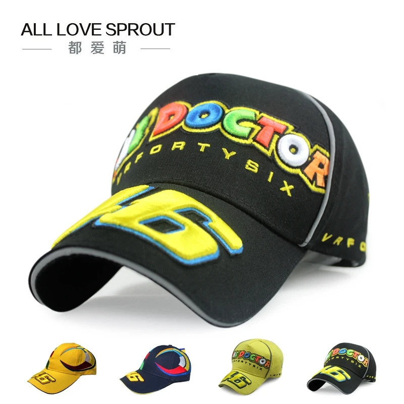 2017 Unisex  Car Motocycle Racing  GP Rossi VR 46 The Doctor Embroidery Baseball Cap  Sun Hat Free Shipping
