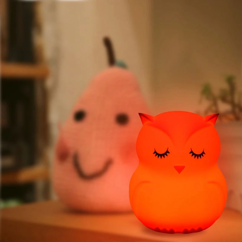 Lovely Owl Cartoon Night Light Silicone Colorful LED Bedside Night Lamp Gifts For Kids Bedroom Decoration Colors Changing Light (9)