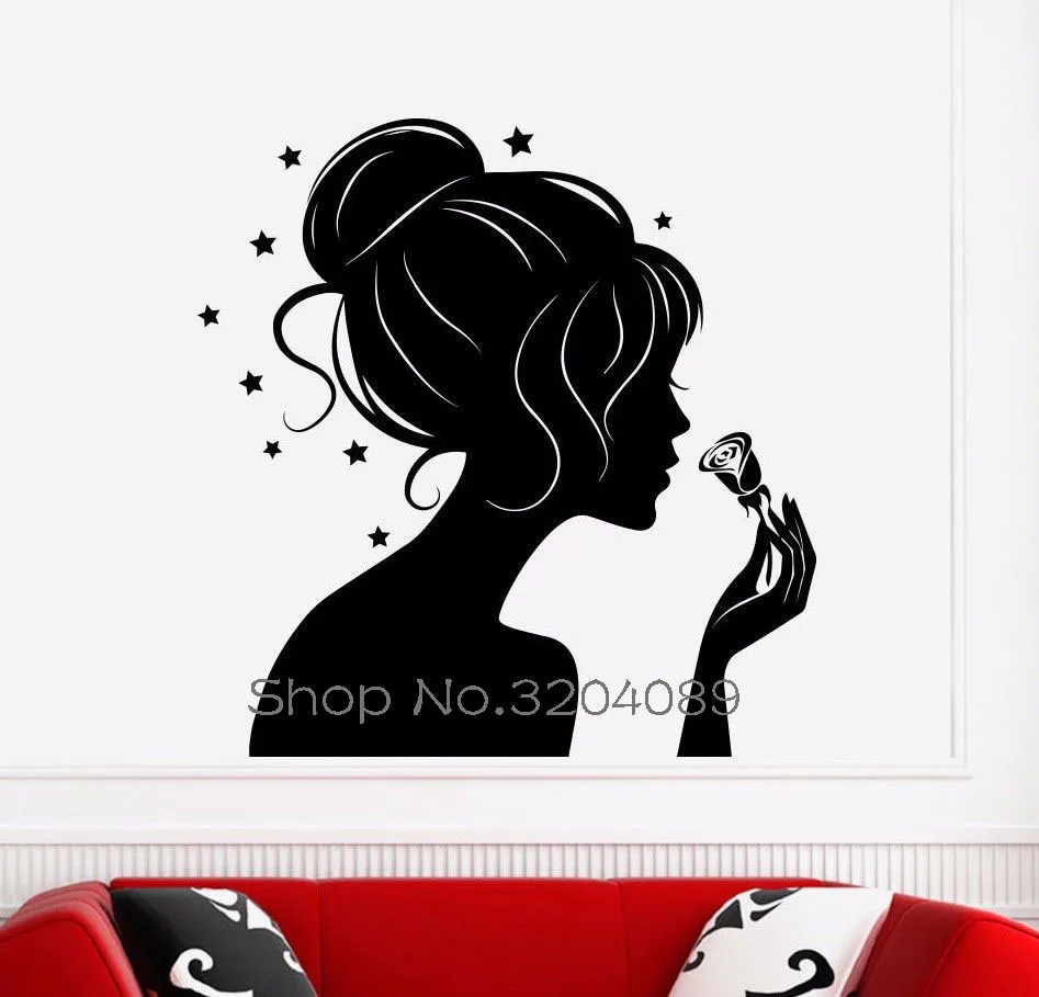 Buy 3D Black Wall Decals Lovely Girl Silhouette Decals