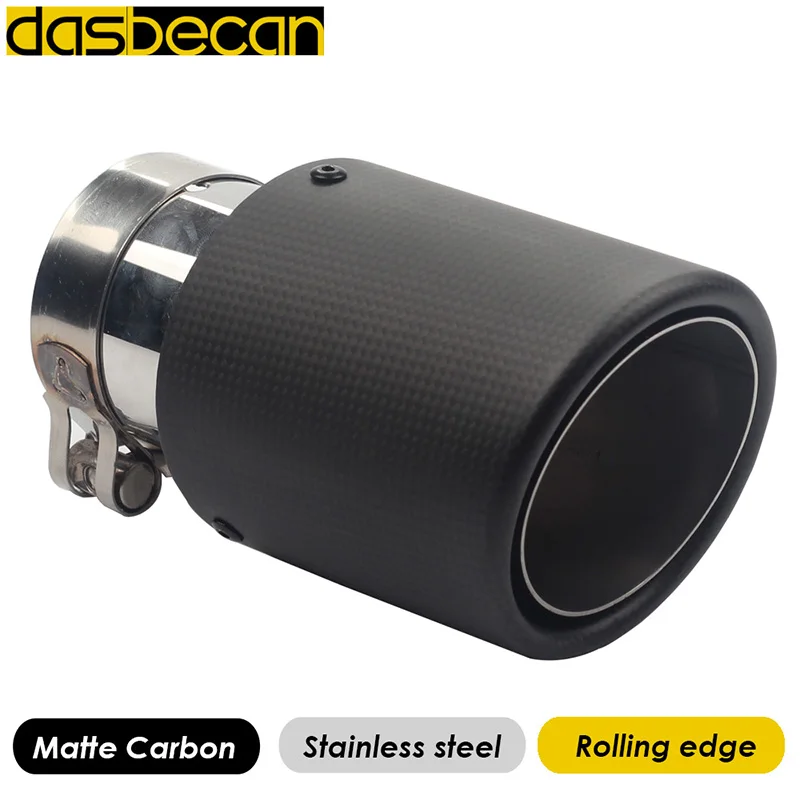 

Dasbecan Car Exhaust Systems Matte Carbon Muffler Tip Tail End Automotive Parts Rolling Exhaust Pipe For Akrapovic Universal