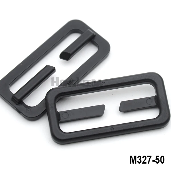 30pcs/pack 50mm 2inch black adjustable buckles plastic slider buckle