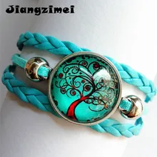 24 шт./лот(смешанные 6 стилей) Дерево жизни мультфильм серебряные браслеты творчество Мандала Цветок Стекло Круглый купол браслет