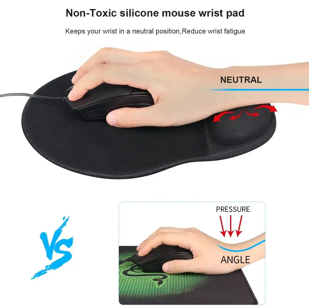 Tapis de Souris Ergonomique, Tapis Souris Repose-Poignet, Mousepad Repose-Main-Clavier  Repose-Poignet-Clavier avec Mousse Mémoire Tapis-de-Clavier Gaming pour PC  et Ordinateur Portable, Arrondir : : Informatique