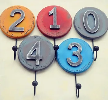 

Free Shipping! 5pcs/lot 0-4 Numbers Wooden Cloth Hook Coat Hanger Rural Style Creative Wall Hook Set Home Decoration Wall Decor