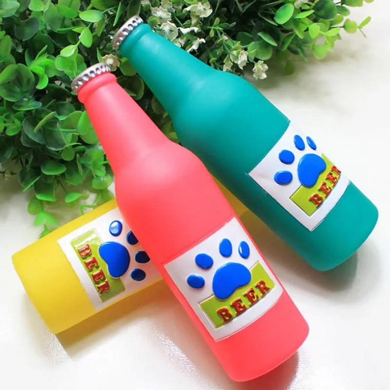 2018 New Tang Badi Sound Pet Toys Non Toxic Green Plastic Beer Bottle Dog Toy Pet Toys Free