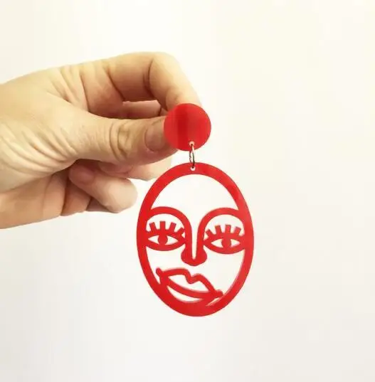 Мода Jewelry акриловые выдалбливают серьги для женщин Pendientes Винтаж преувеличивать лица Стад Серьги Brincos