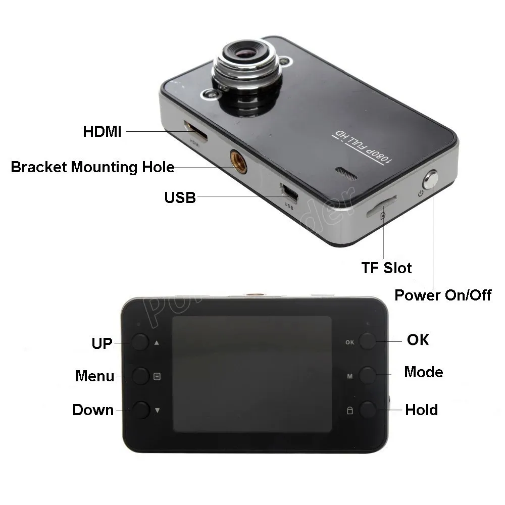 Автомобильный видеорегистратор K6000 HD регистратор данных для вождения видеокамера автомобильная камера с углом обзора 90 градусов черная