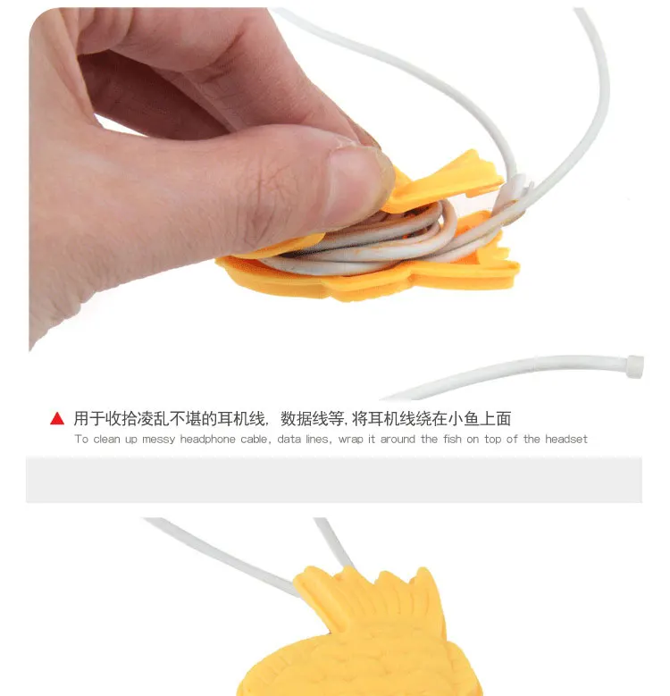 50 шт./лот новая модель рыбы Мультяшные наушники комплект зажимов для гарнитуры шнур органайзера держатель USB зарядное устройство кабель намотки для iphone samsung