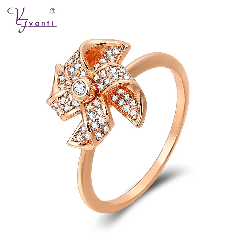 

Kfvanfi Charm Jewellery Active Windmill Shape Rings Rose Gold Color Women Accessories Anniversary Gifts Ring For Girls Ladies
