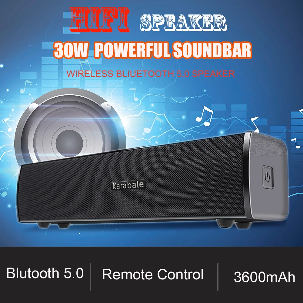 Большая мощность 30 Вт домашний кинотеатр HIFI Bluetooth динамик Саундбар тяжелый бас