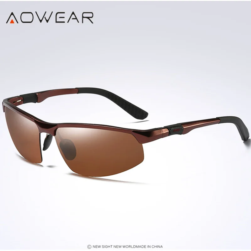 AOWEAR Sportsolglasögon utan båge för män Herr Porlariserad kvalitets spegel Solglasögon Man Lättviktsglasögon utomhus Gafas_voghion.com