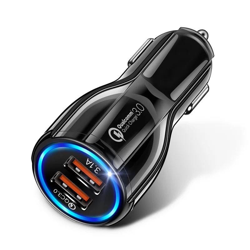 GETIHU 18W Dual USB Car Charger LED Fast QC Charging Phone Charge Plug For iPhone 13 12 iPad Airpods Huawei Samsung Xiaomi 11 LG car type c charger Car Chargers