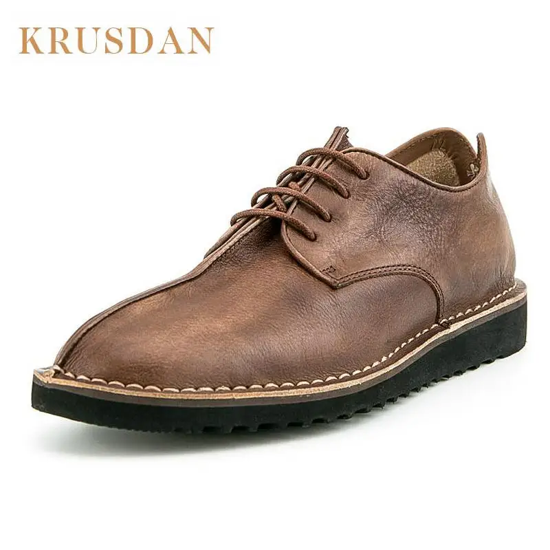 EU38-44, новая брендовая дизайнерская мужская обувь из натуральной кожи в стиле ретро повседневная обувь на плоской подошве со шнуровкой мужские рабочие туфли мокасины
