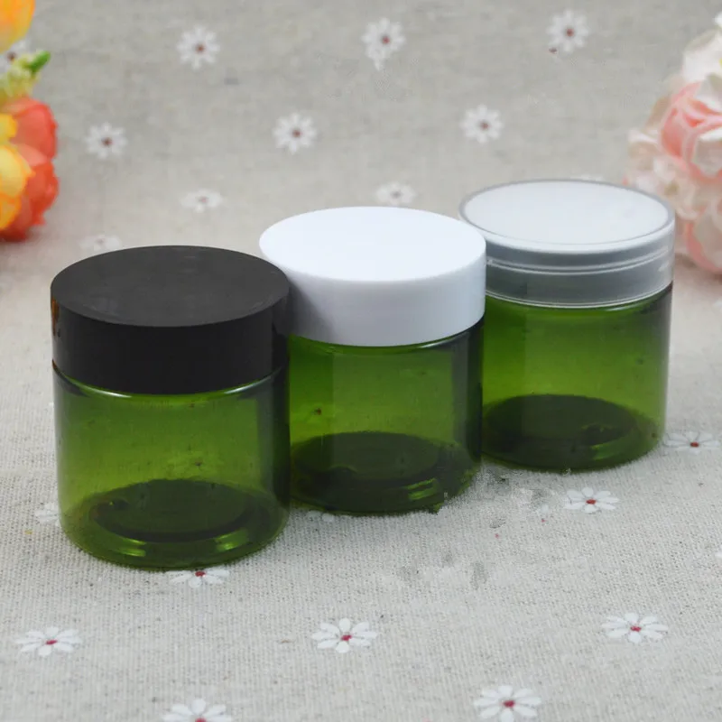 

50g green container Plastic Cream Jar plastic Cream container with lids Empty plastic Cosmetic jar with lid refillable reuse jar