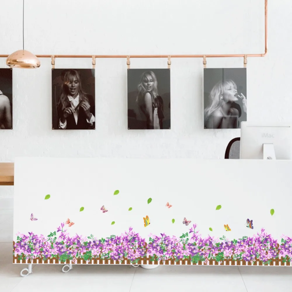 DIY наклейки на стену домашний декор природа красочные цветы трава Стрекоза наклейки muraux 3d наклейки на стены цветочные pegatinas де pared