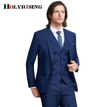 

2PCS Men Suits Business Blazer Casual Suit Set Groom Wedding Dress Men Suit Groom Tuxedos Black Sapphire Blue Plus Size
