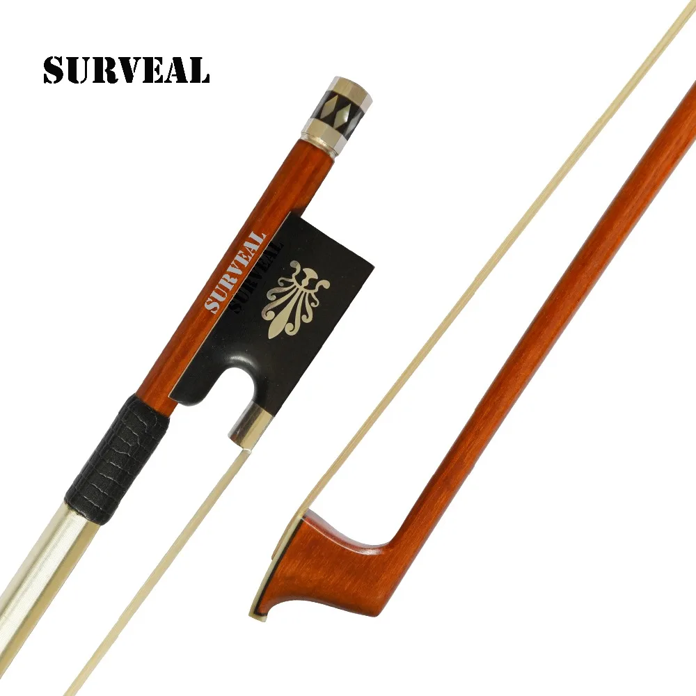 

SURVEAL Advanced Level Pernambuco Violin Bow Carved with Warm Sound Burma Carved Ebony Frog with Warn Tone Size 4/4