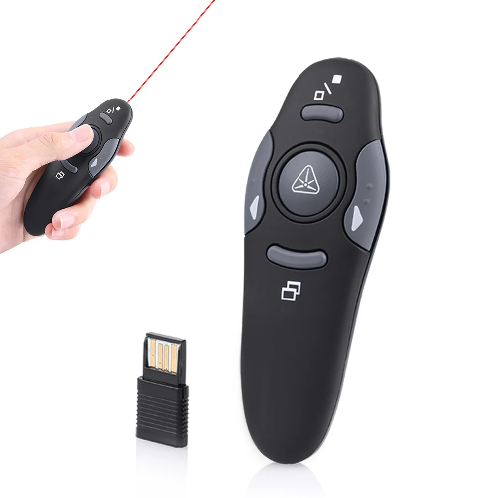 جديد 2.4 جيجا هرتز مقدم لاسلكي مع مؤشرات ليزر أحمر القلم USB RF التحكم عن بعد PPT باور بوينت عرض