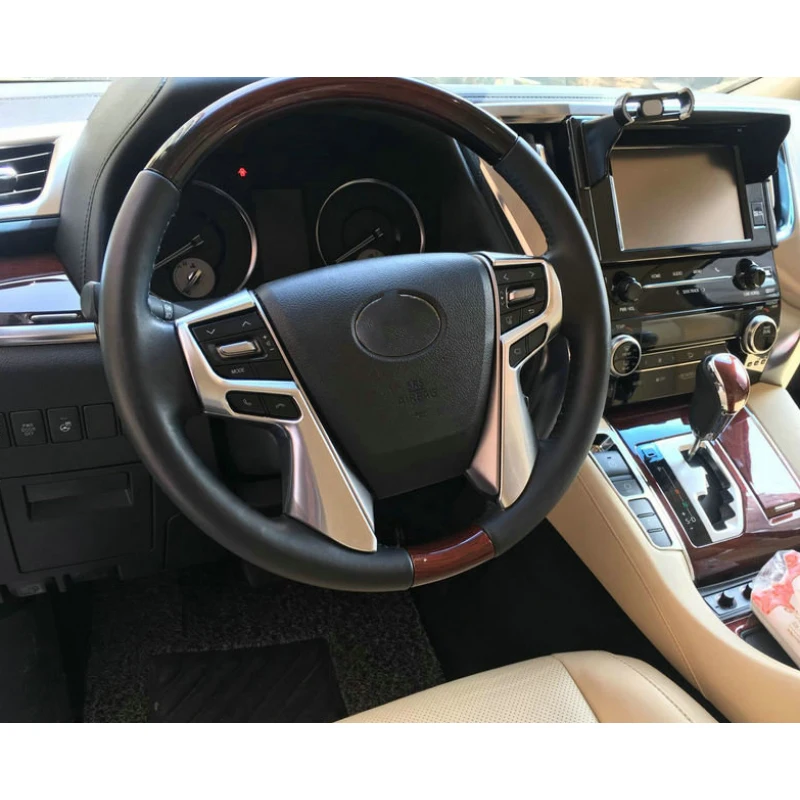 

ABS Plastic For Toyota Alphard 2016 2017 2018 car styling auto Car Steering wheel Button frame Cover Trim sticker accessories