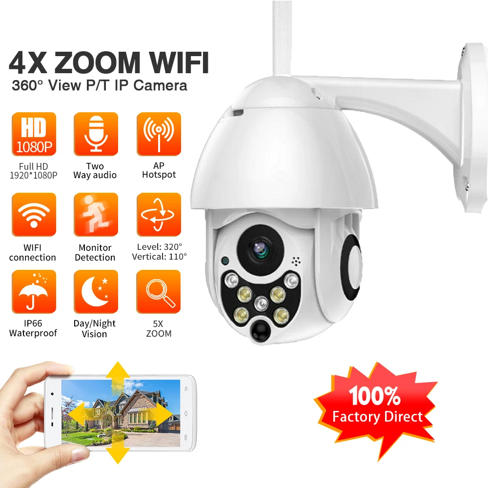HD 1080P PTZ IP камера wifi наружная скоростная купольная беспроводная Wifi безопасности