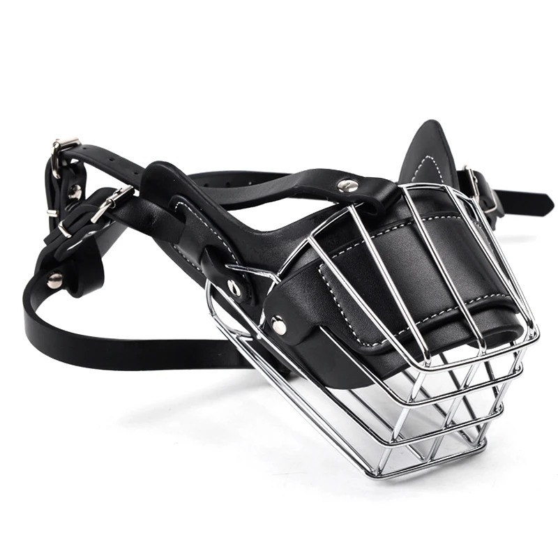 

Stainless Steel Dogs Muzzle Metal Wire Basket Design Anti-biting Masks for Medium and Large Dogs Breathable Leather Safety Mask