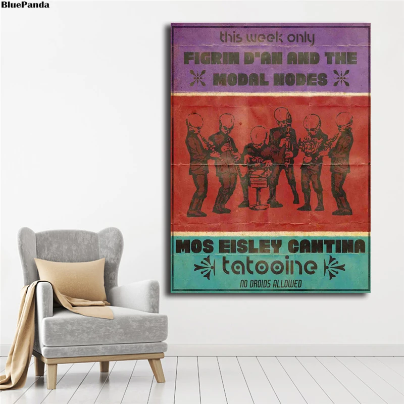 

Cantina Band Mos Eisley Cantina Star Wars Inspired Vintage Style Poster Canvas Bedroom Wall Art Decoration Pictures Home Decor