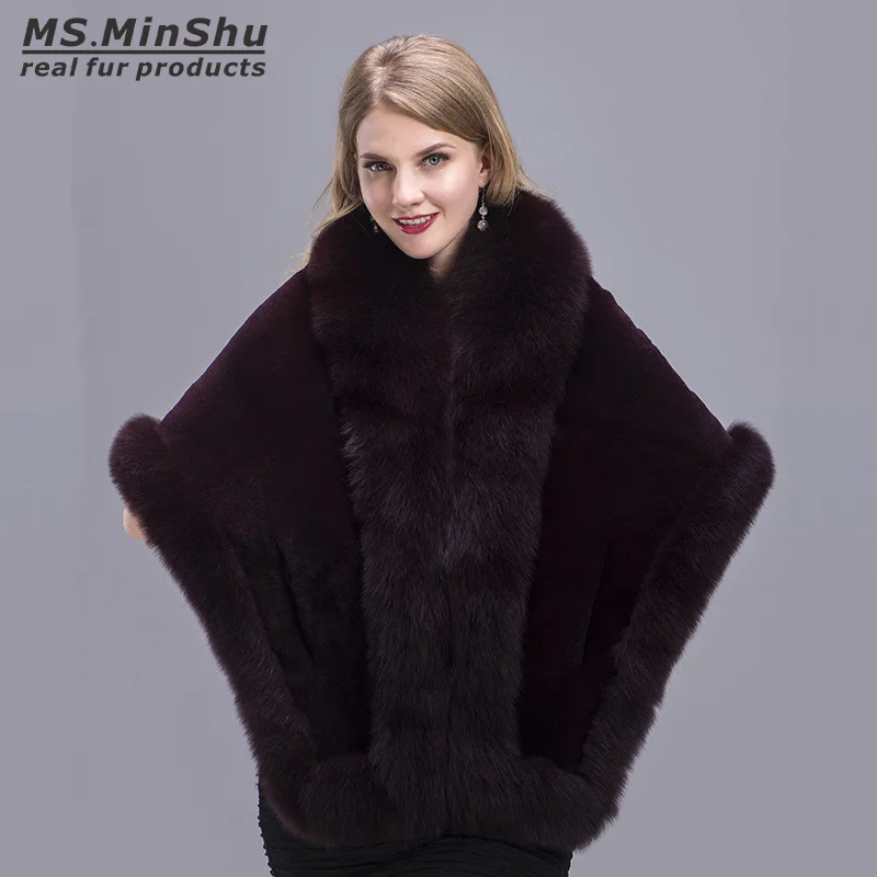 Buy Rex Rabbit Fur Shawl Genuine Fox Fur Wrap Winter