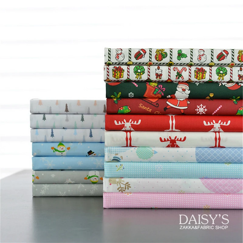 

160x50cm pine Cartoon Twill Pure Cotton Fabric, DIY Baby Bedding Quilt Cover Pillow Case Cloth Christmas Tree elk 160g/m