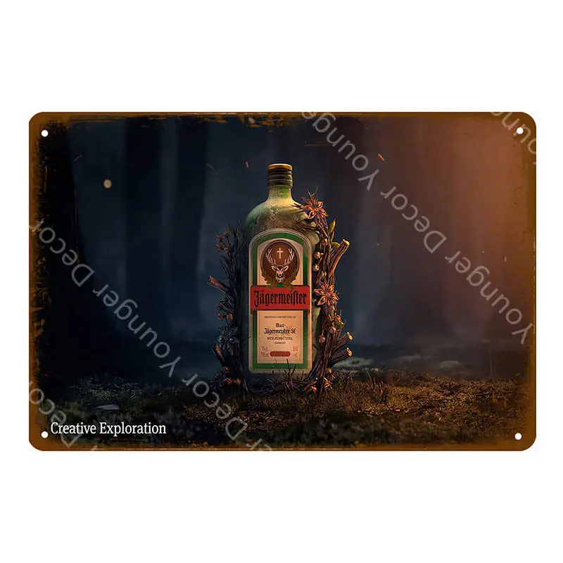 Jagermeister голова оленя металлический плакат Jager бомбы винная тарелка винтажная Настенная Наклейка Паб Бар домашний декор напиток Пиво Виски жестяные знаки - Цвет: YD4126F