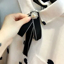 Сделанный вручную цветок из кристаллов жемчужная твердая лента со стразами рубашка шпильки шейный галстук-бабочка Бант одежда аксессуары модные украшения