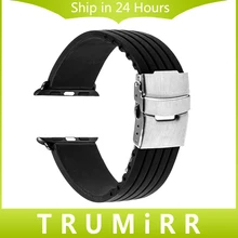 Caoutchouc bracelet en silicone pour iwatch apple watch 38mm 42mm en acier inoxydable boucle de courroie de bande bracelet w/lien connecteur adaptateur