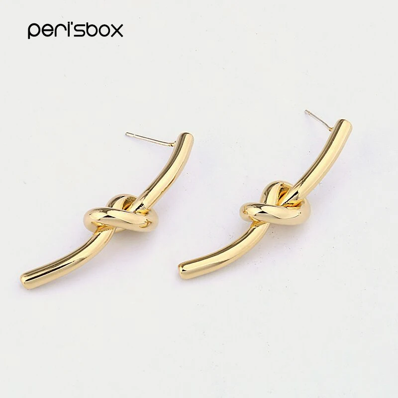 Peri'sBox дизайнерские серьги-гвоздики золотого и серебряного цвета с узлом для женщин, минималистичные витые серьги-гвоздики, массивные серьги