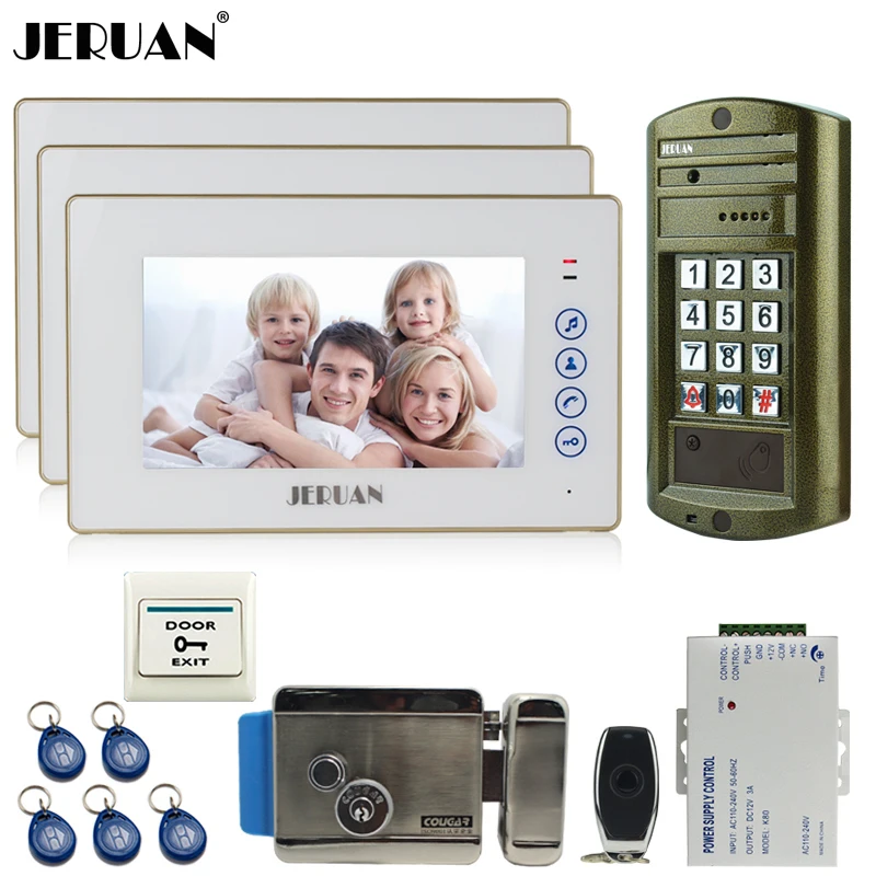 

Home 7 inch Video Intercom Door Phone System kit NEW Metal Waterproof Access Password HD Mini Camera +Electric Control Lock